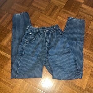 80s levi’s, high waisted, pin striped, mom jean fit